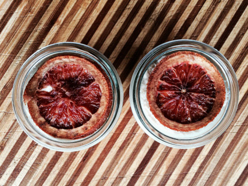  blood orange cheesecake topped with crystallized blood orange slices