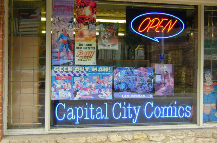    Capital City Comics   1910 Monroe St, 251-8445 New Marvel and DC comics plus huge back issue selection.  