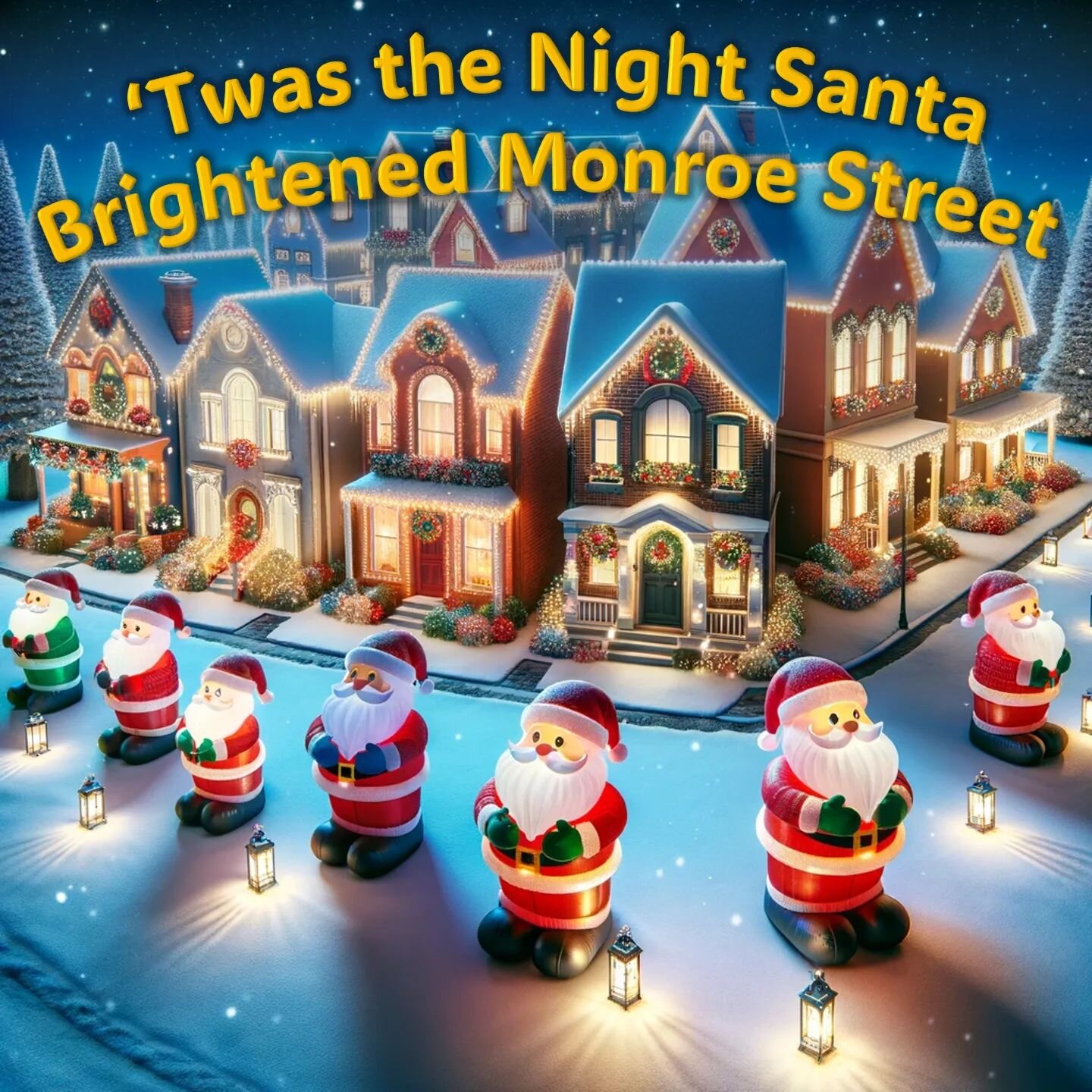 Have you been following the #Santas on #MonroeStreet? News of the neighbors' spreading cheer is making headlines in our area and across the country! One neighbor created this cool picture.