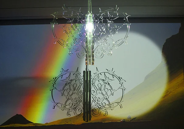 Hummingbird+Rainbowmaker++2016++video+projection,+rotating+clear+acrylic+glass+sculpture,+suspended+from+ceiling++projector, media+player,+and+speaker++36+x+36+x+23+in+(92+x+92+x+60+cm).jpeg