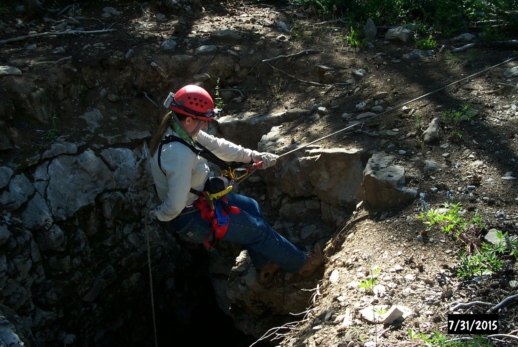 Practicing rappelling 