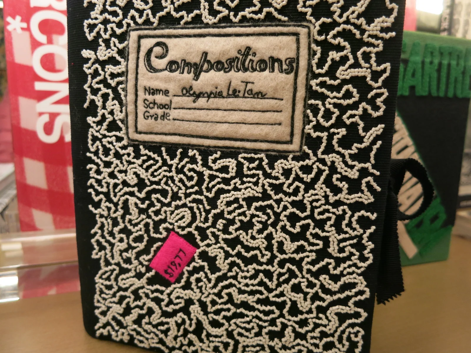 Olympia le Tan's embroidered books at Marc Jacobs in Mount Street, London