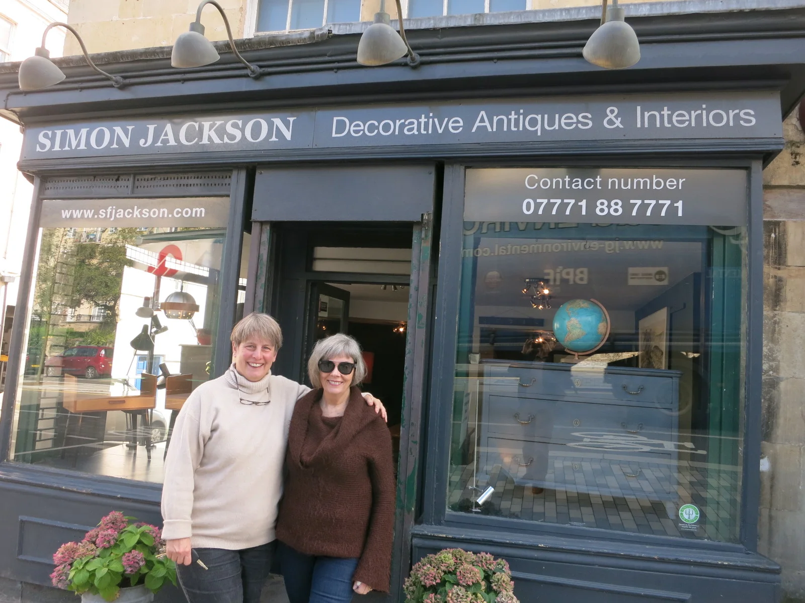 Frauke Jackson and me outside their Antique Store