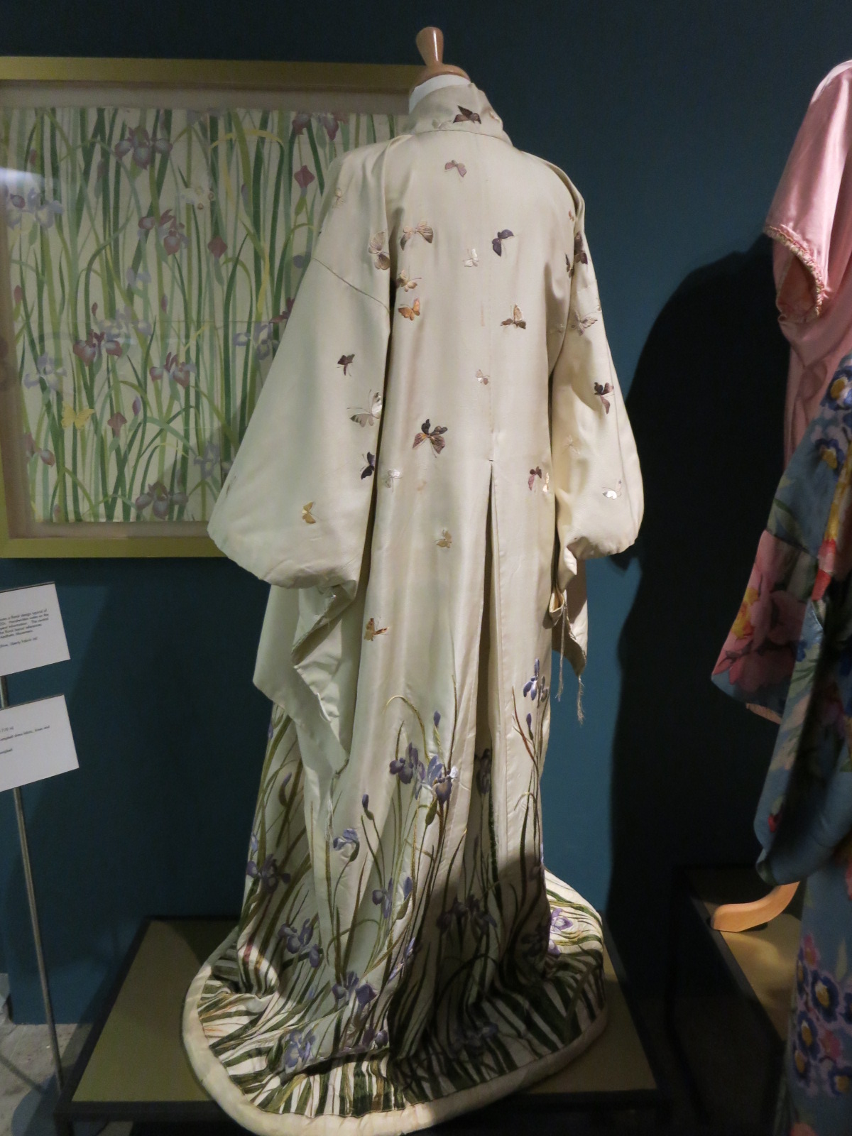 Liberty in Fashion exhibition at the Fashion & Textile Museum, Bermondsey, London 2015. This is a traditional silk embroidered kimino that had been imported by Liberty in the 1920s.