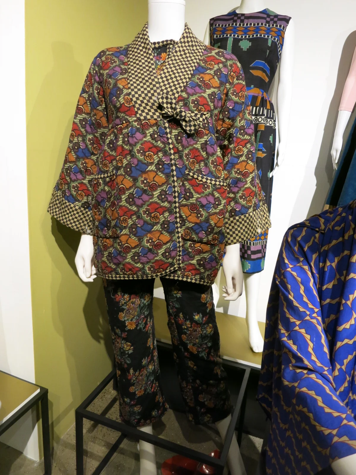 Liberty in Fashion exhibition at the Fashion & Textile Museum, Bermondsey, London 2015. This ensemble was in Foale & Tuffins A/W 1972 Collection. The prints are Richard Nevill's.