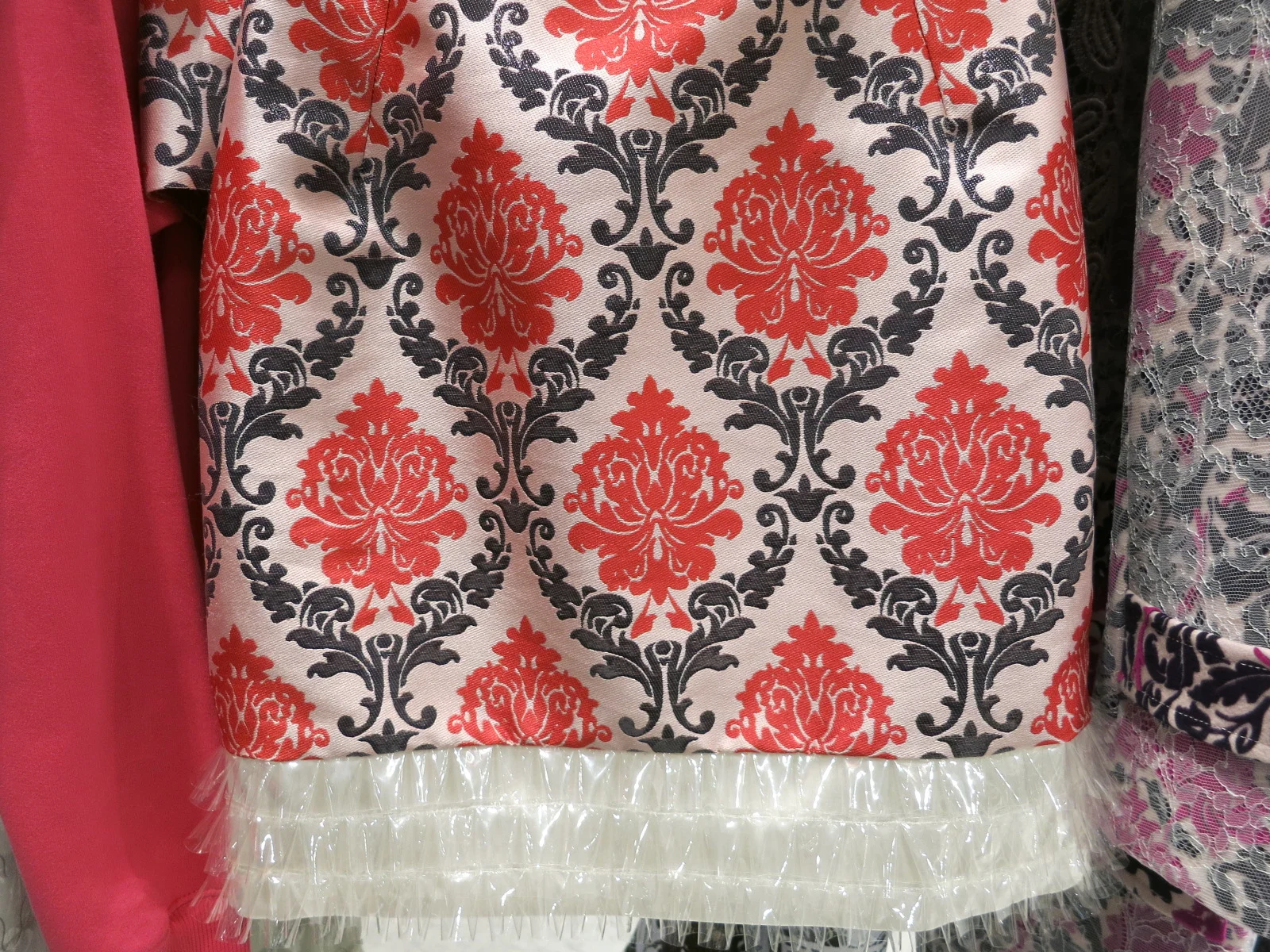 Galeries Lafayette, Paris. Mary Katrantzou skirt. An acrylic material has been manipulated for the border of the skirt.