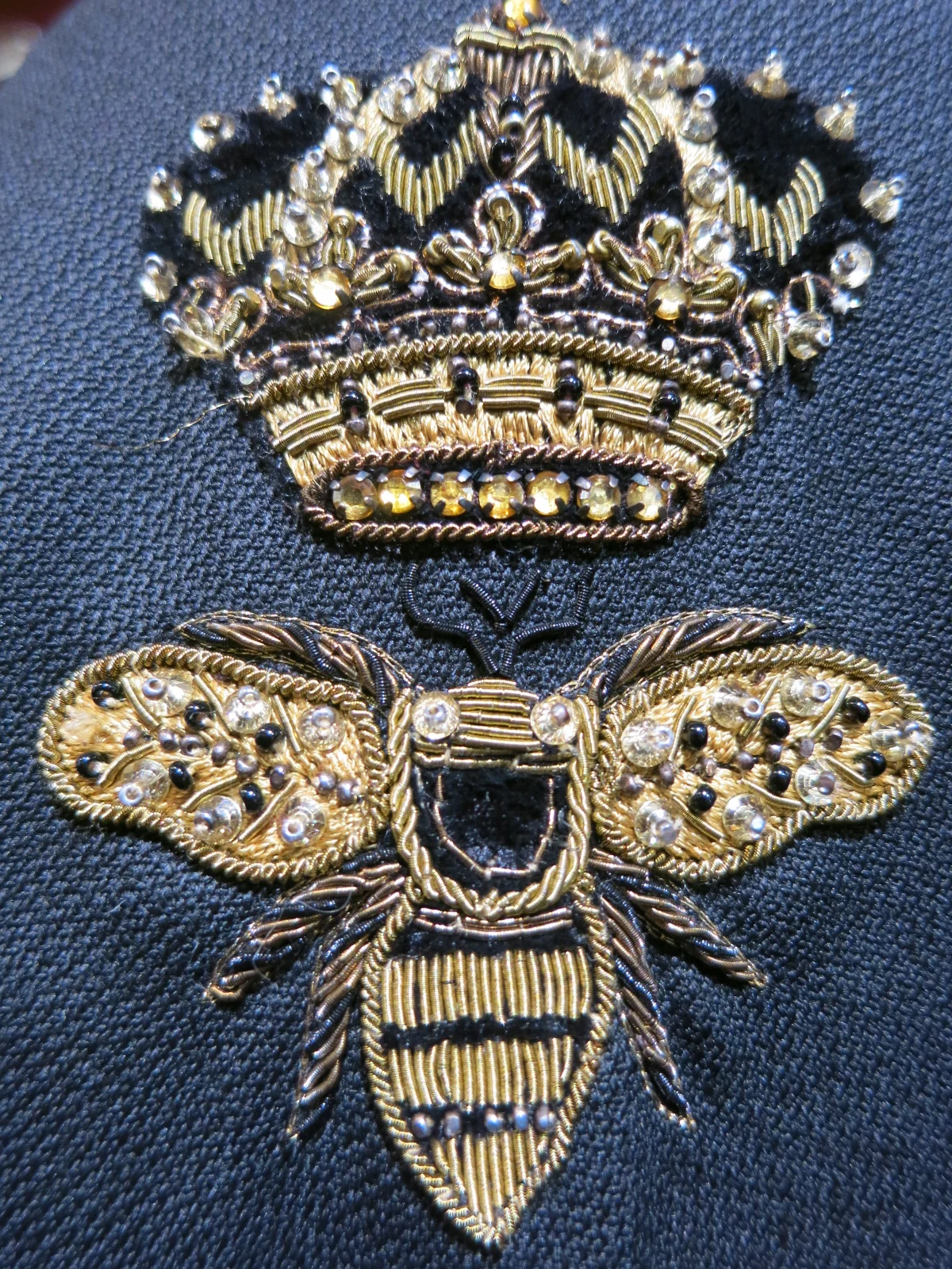 Dolce & Gabbana, rue St Honore Paris. A goldwork embroidered garment from a 2015 collection for men.