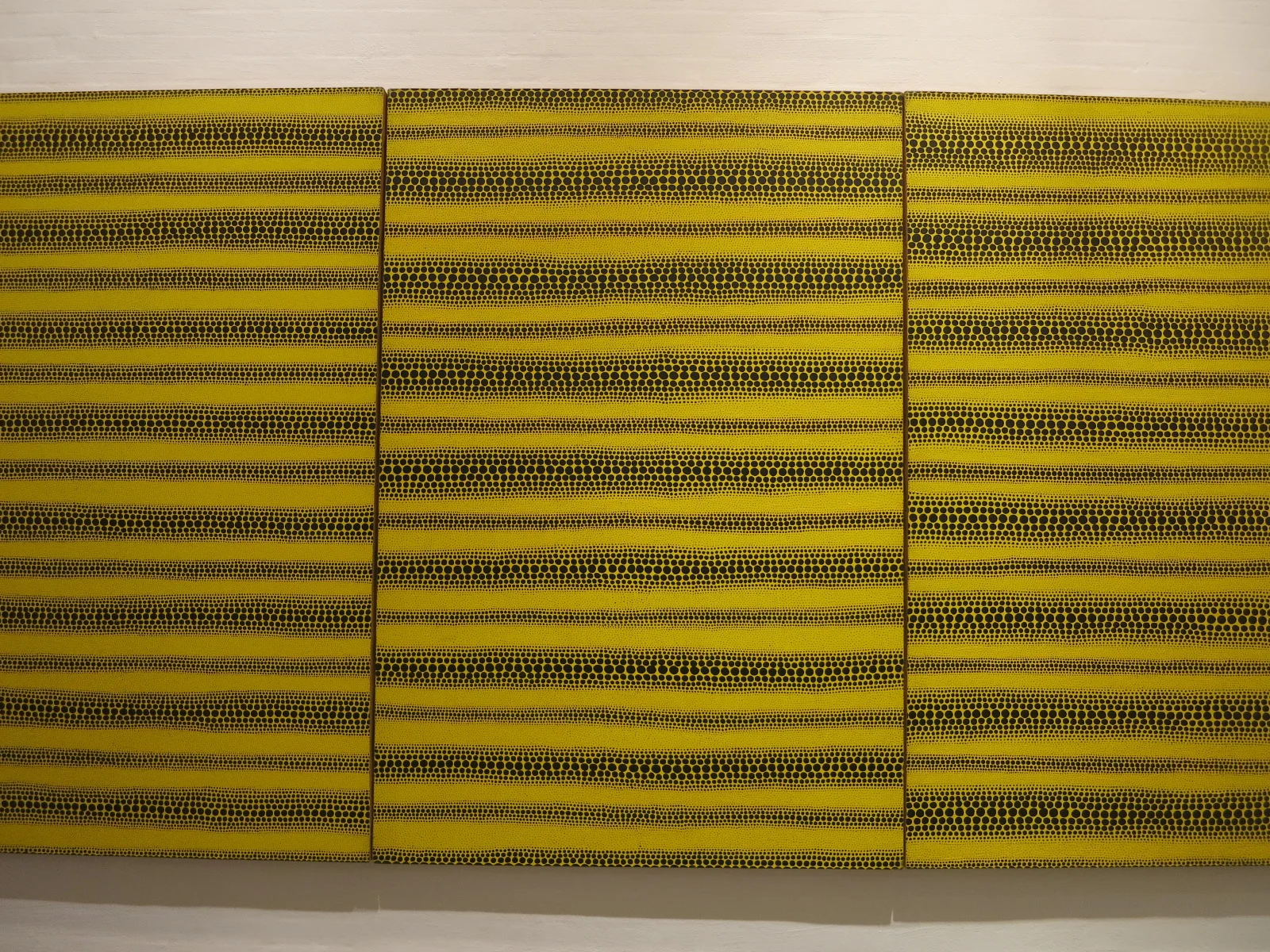 Yayoi Kusama's 1980s works in the In Infinity Retrospective at the Louisiana Museum of Modern Art, Denmark 2015. 'Yellow Dots' 1982