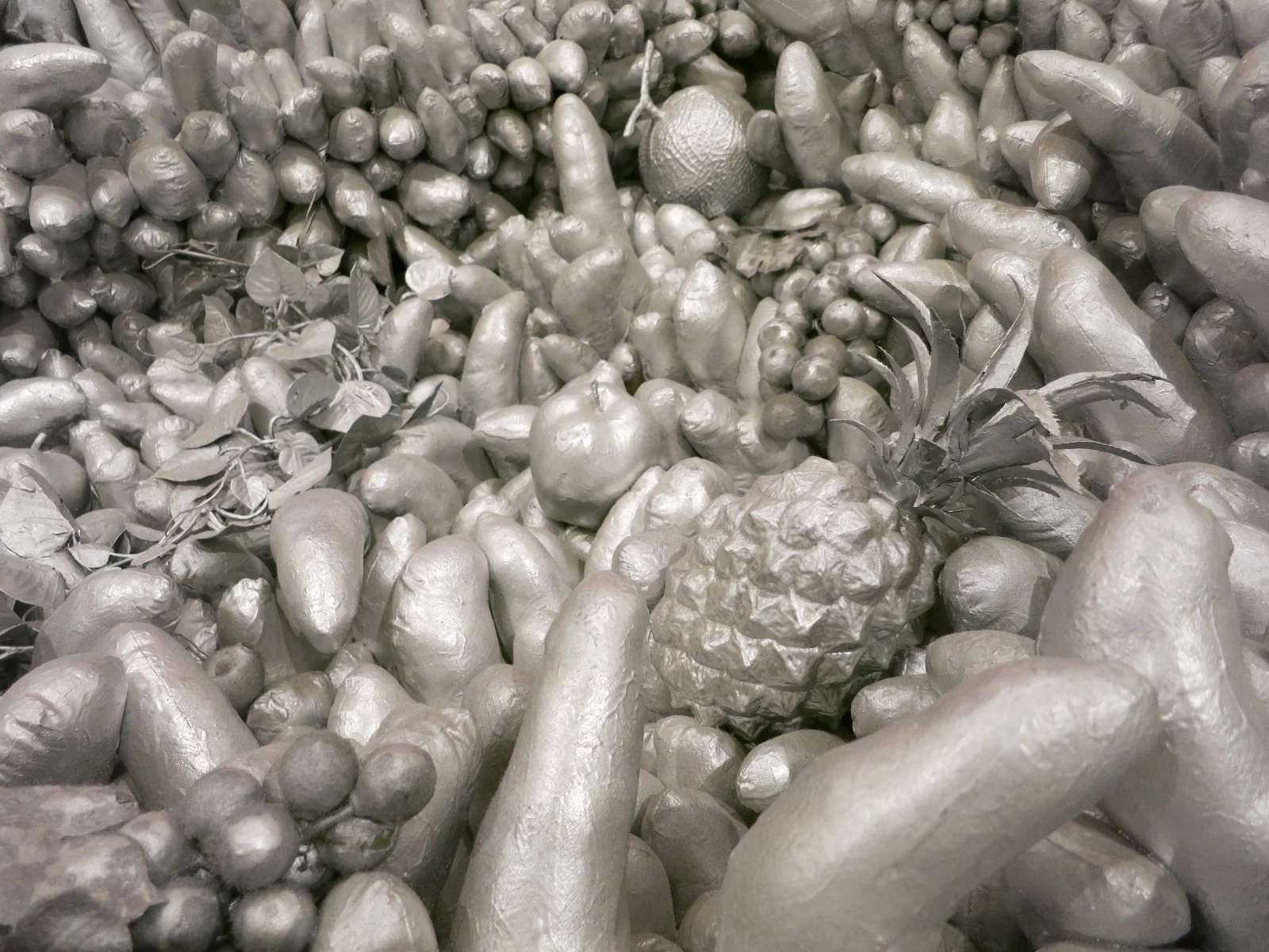 Yayoi Kusama's 1980s works in the In Infinity Retrospective at the Louisiana Museum of Modern Art, Denmark 2015. A detail of 'Walking on the Sea of Death' 1981
