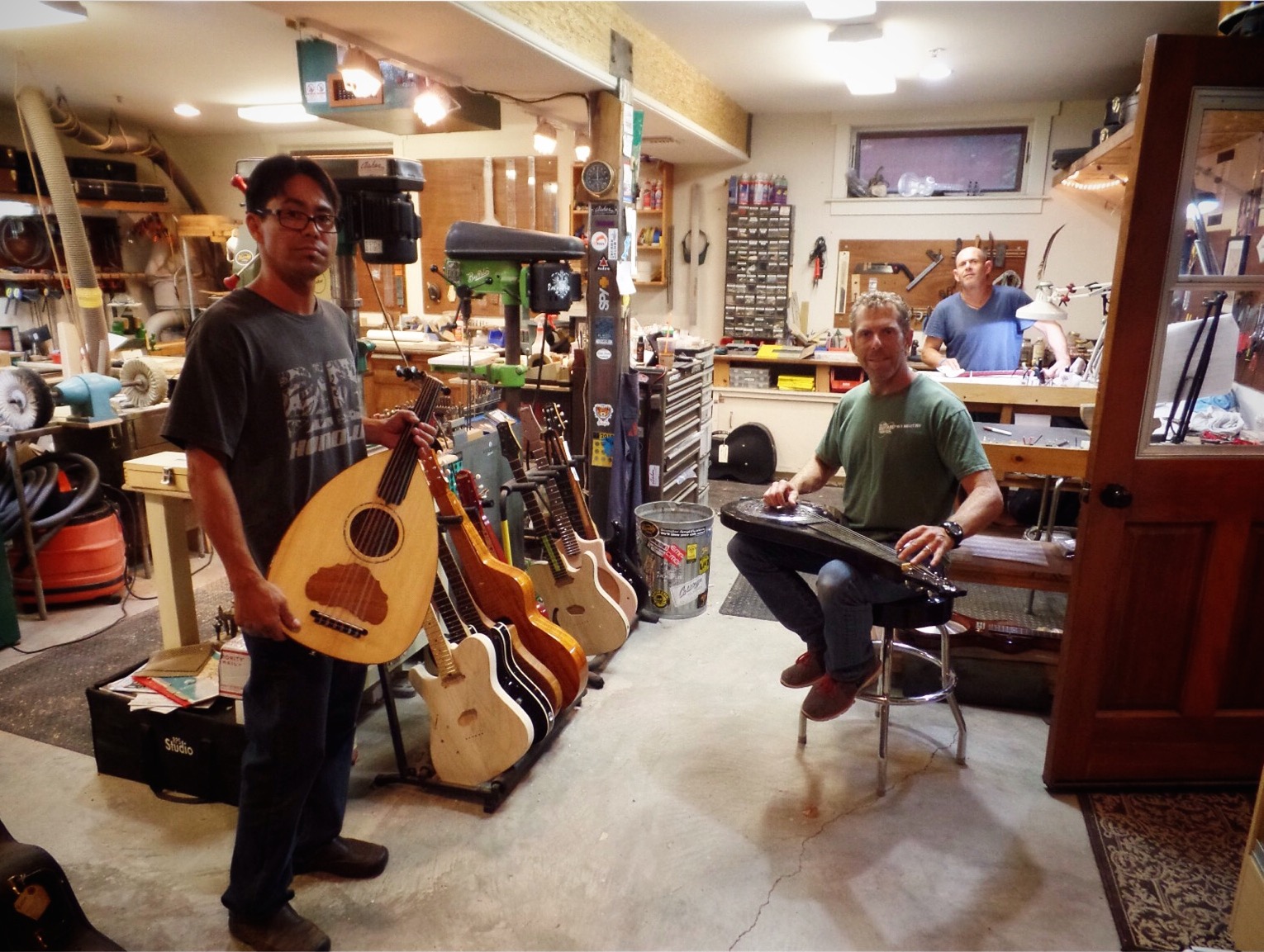Bill and the gang checking out some of my creations in the Asher shop.