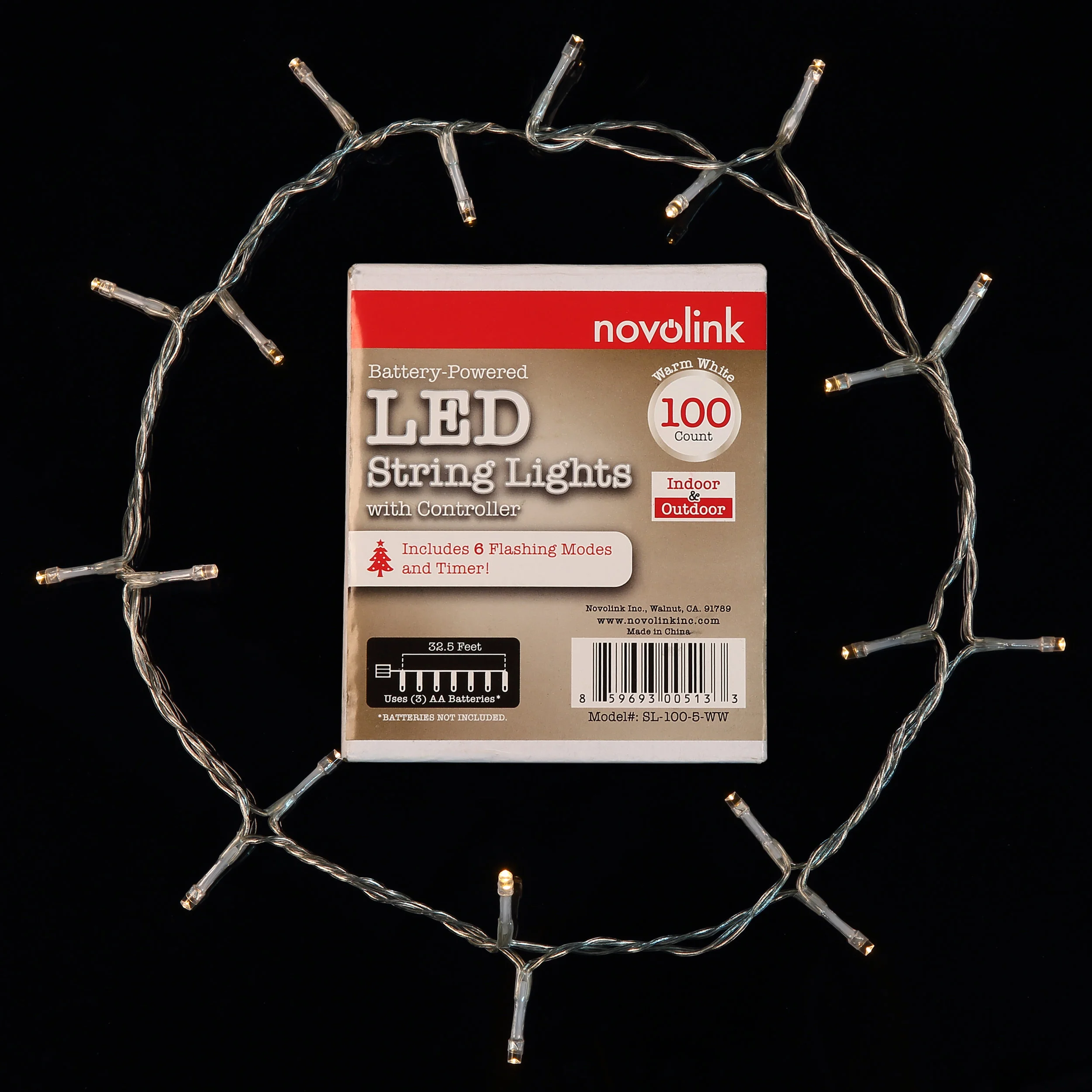 Novolink SL-100-5-WW Package and Lights