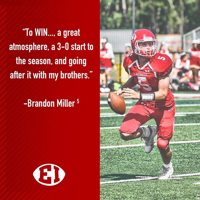 We asked QB1 Brandon Miller what he is looking forward to homecoming weekend #qb1 #redmen #homecoming #biggerhearts