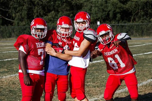 The boys are excited to hear the crowd tomorrow make sure to be loud and proud! #redemen #homecoming #biggerhearts