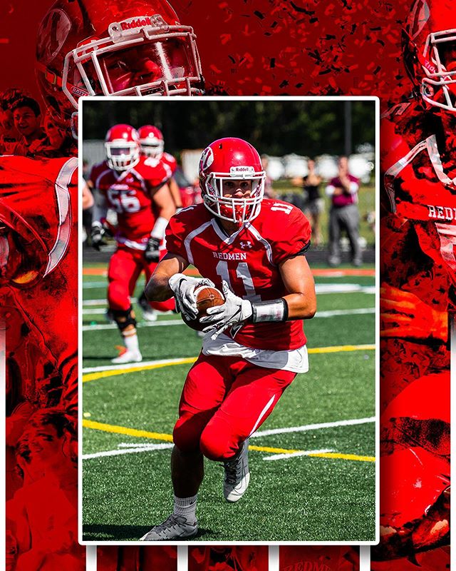 Touchdown sequence of @anthonyycarroll who&rsquo;s it going to be this week? #redmen #sayville #biggerhearts #touchdown