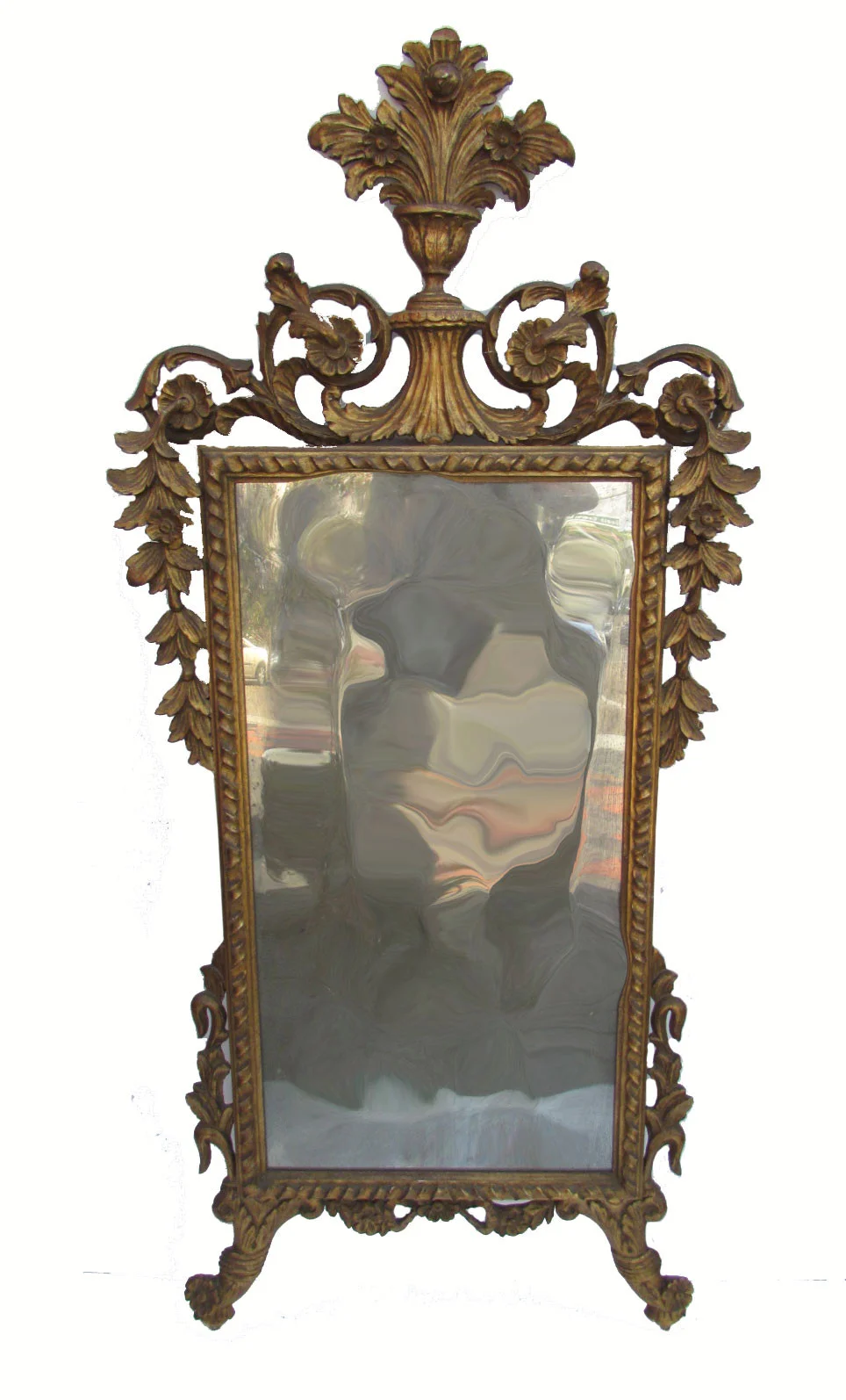 Antique Italian gold gilded wood mirror