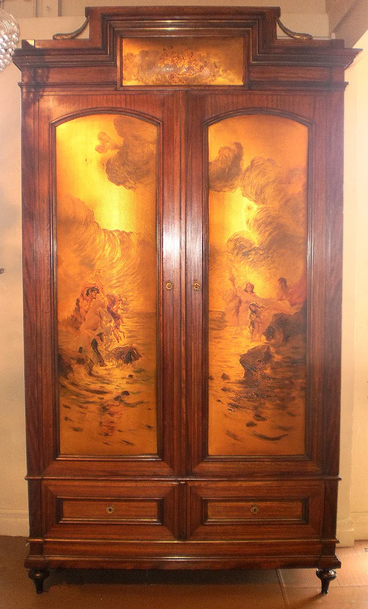 Italian Antique Art Nouveau Armoire, ca 1920