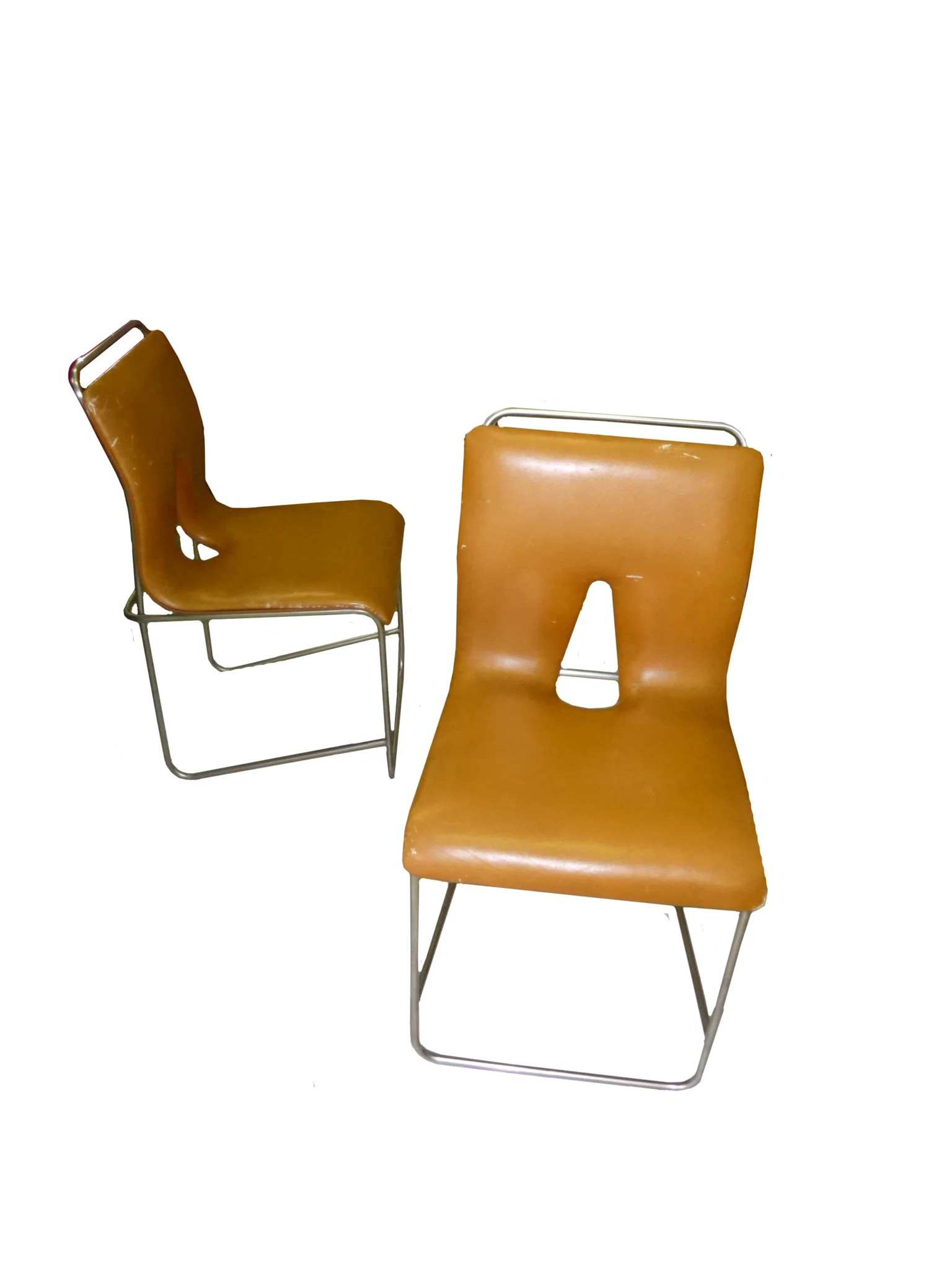 Mid-century Italian Set of 2 Orange Chairs