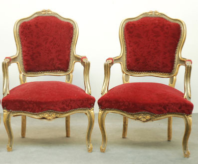Louis XV Gold Gilded Arm Chairs