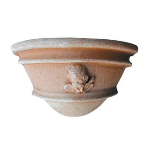 Terracotta wall pocket vase cherub