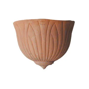 Terracotta wall pocket vase stylized leaf