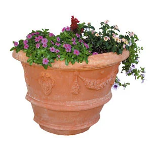 Terracotta half vase with festoons (Copy) (Copy)