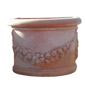 Half cylindrical vase with garland