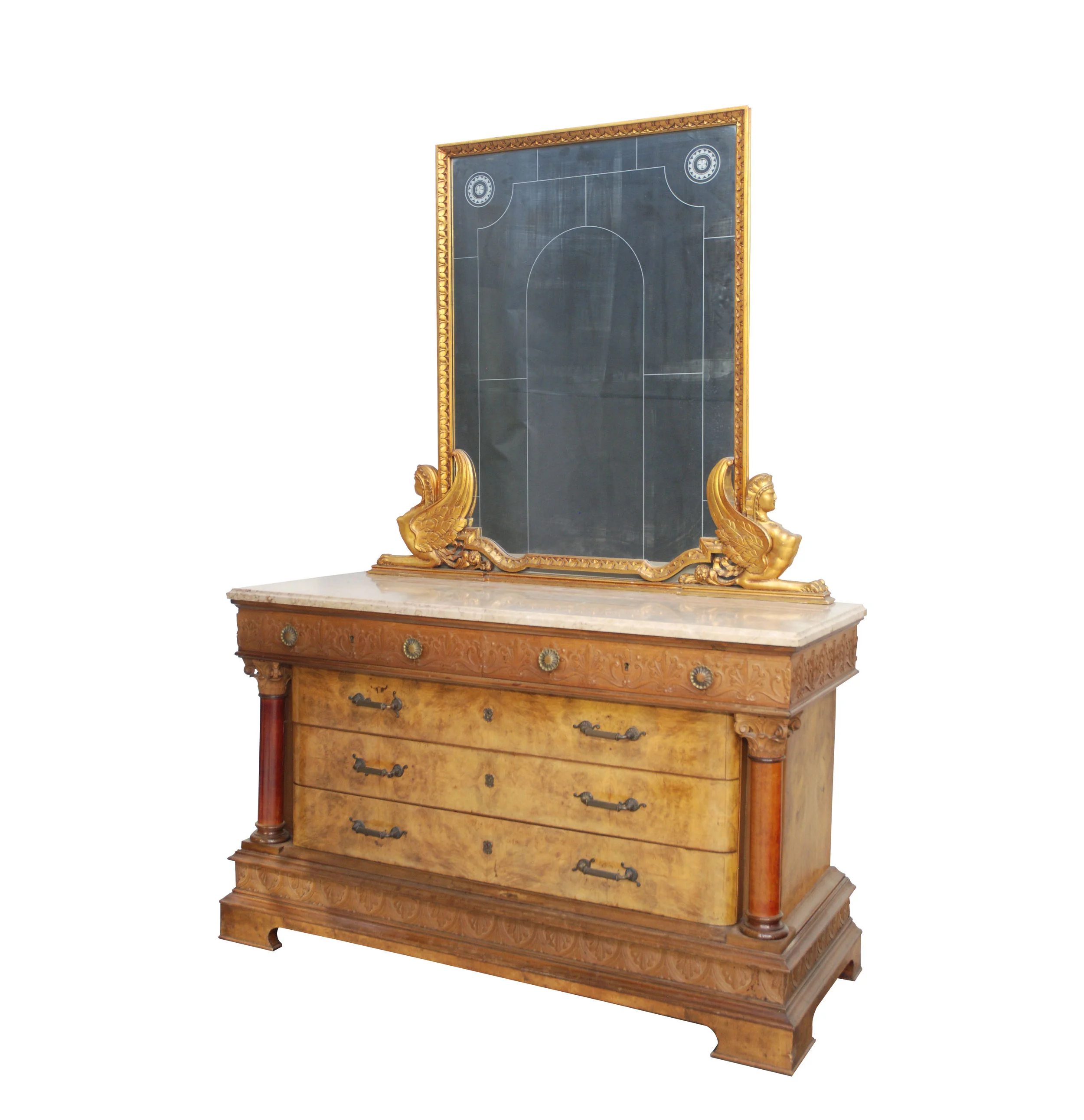 Empire Style Dresser With Mirror