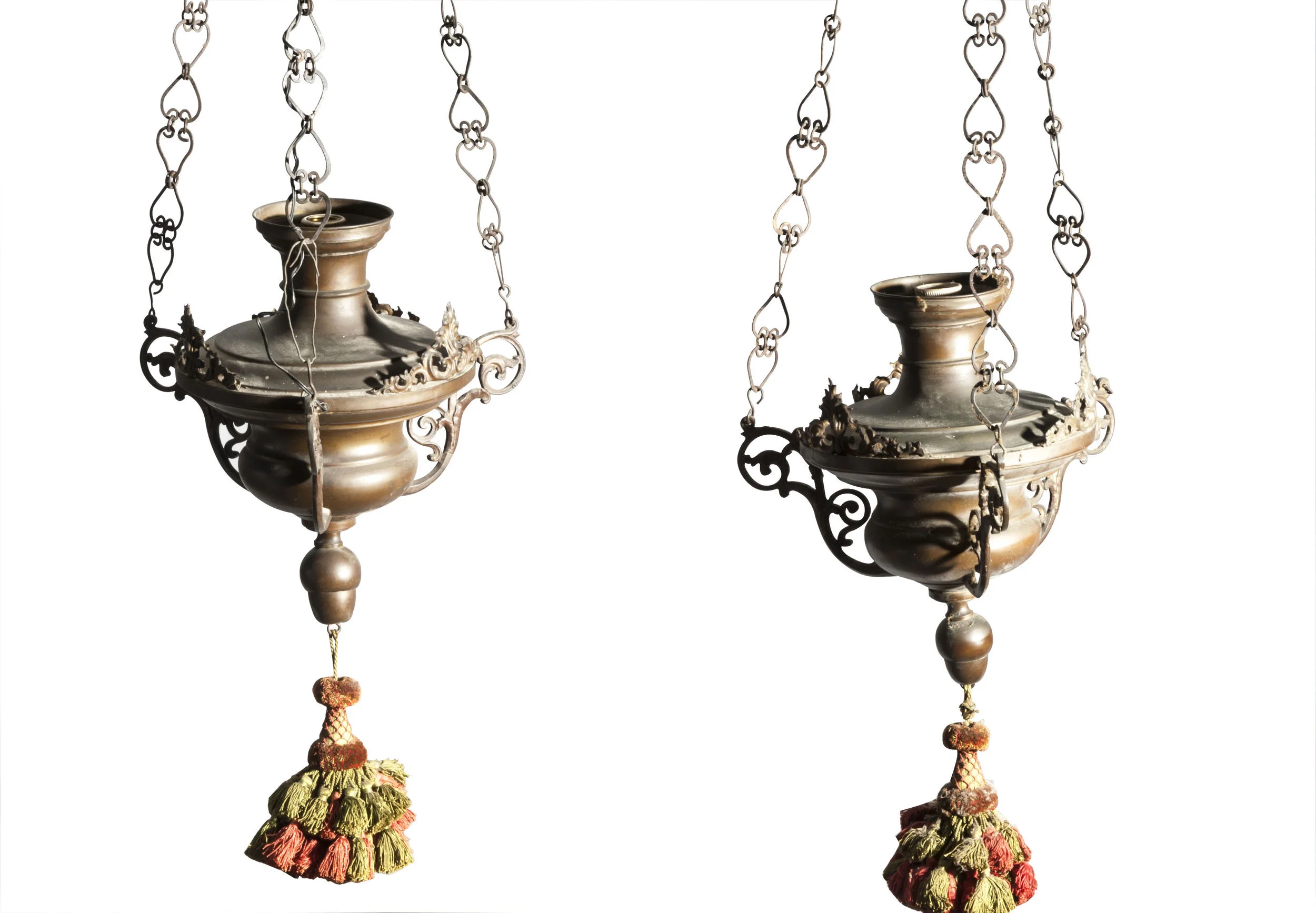 Pair of Votive Brass Lamps