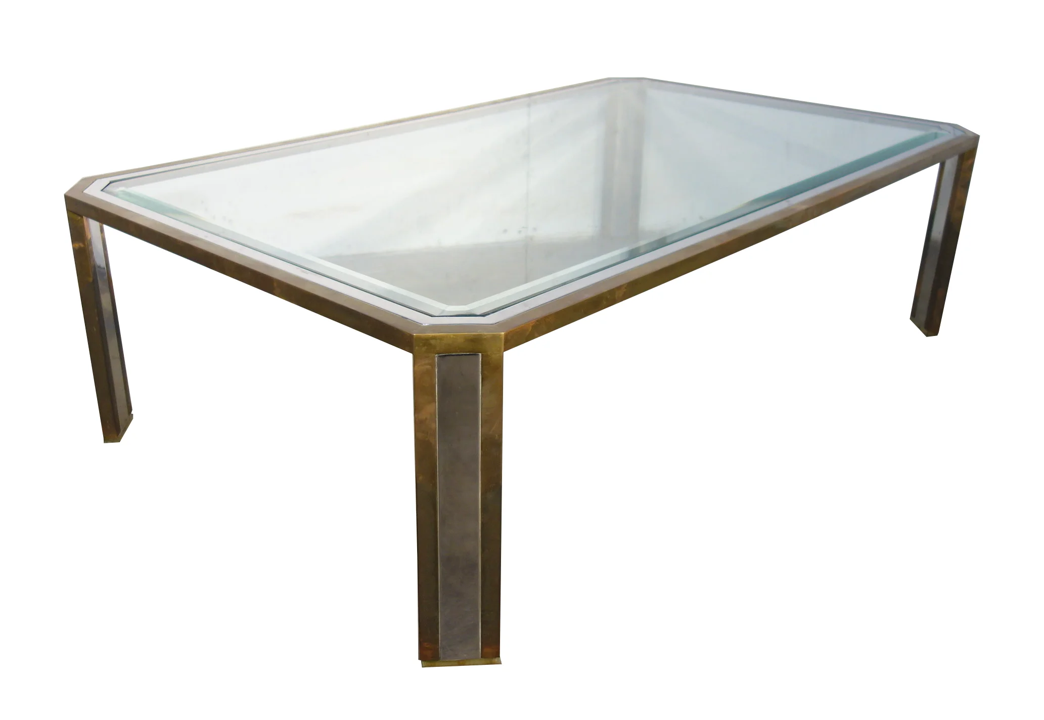 1970 beveled glass coffee table