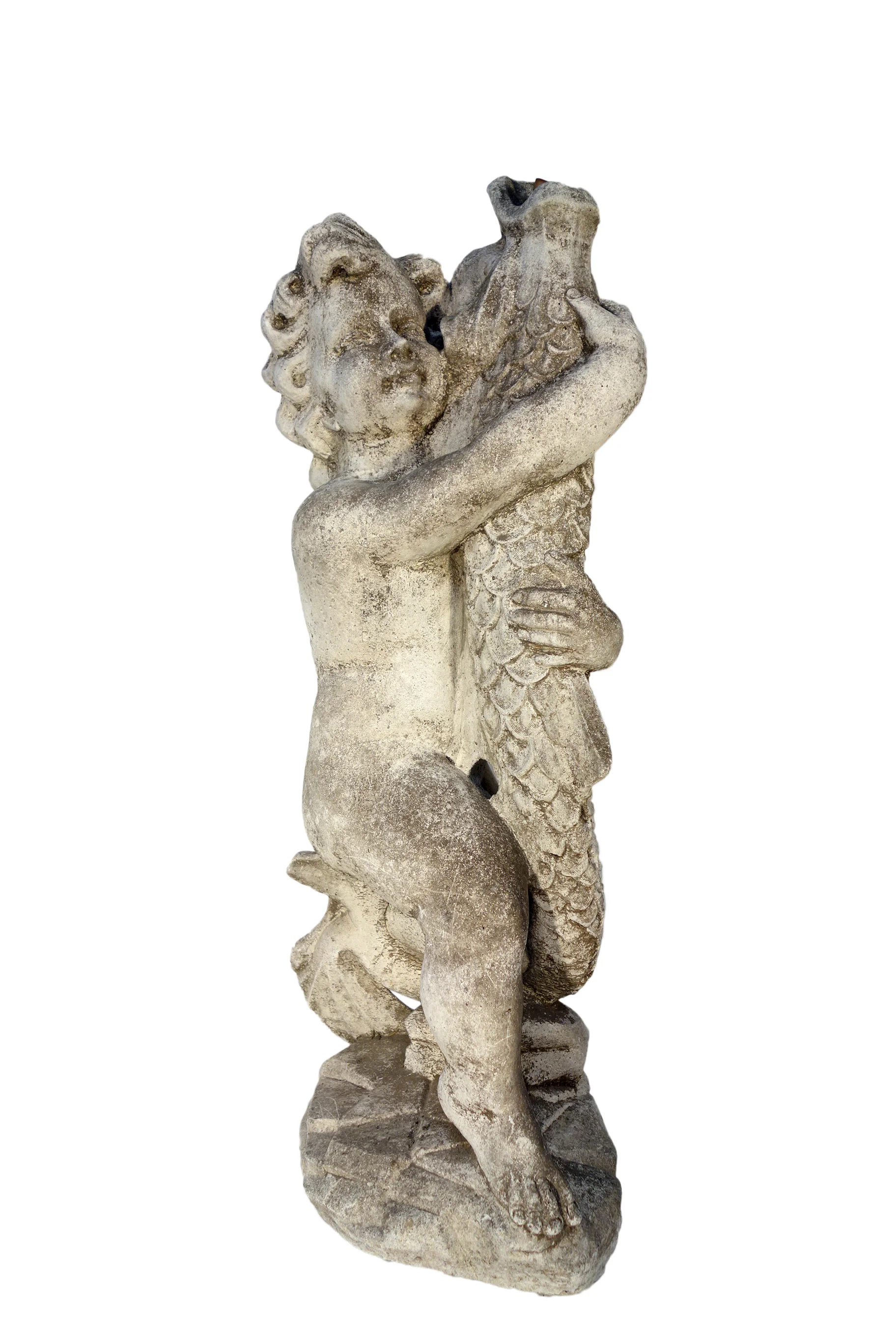 Fountain Cherub with Fish Statuary