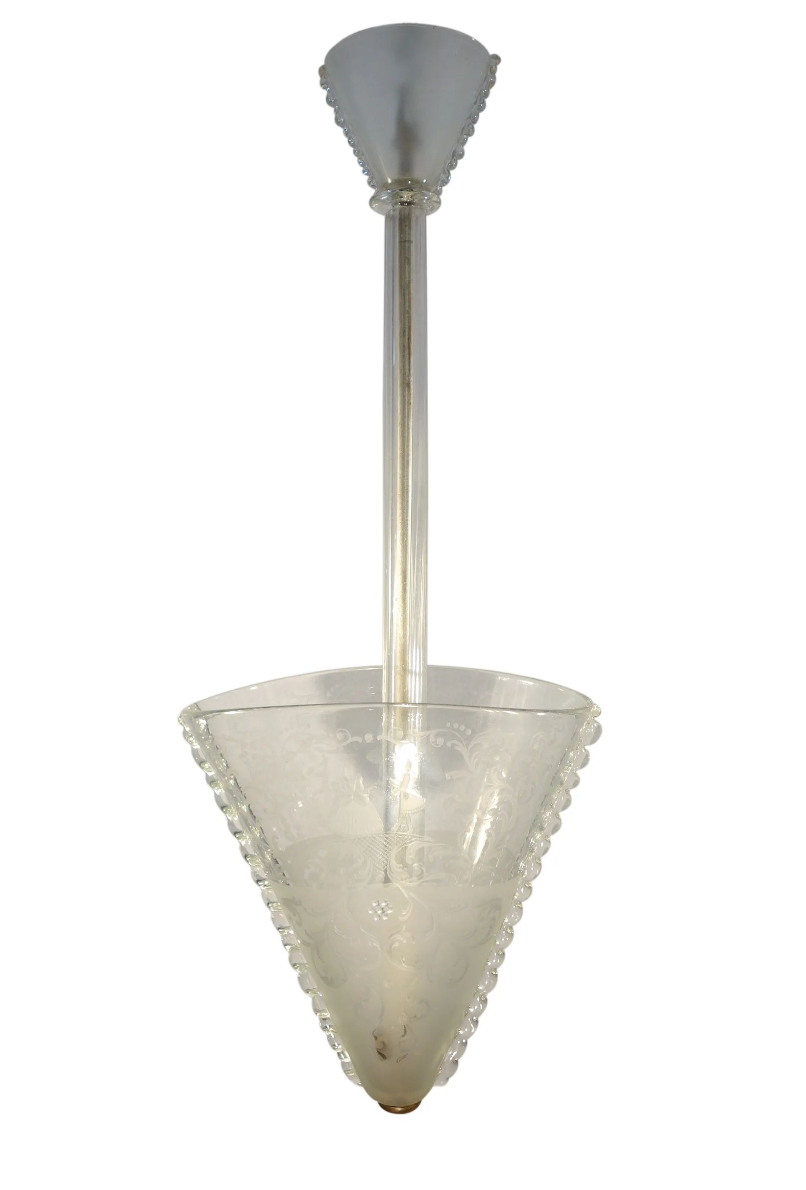 Murano Glass Chandelier with Engraved Figure