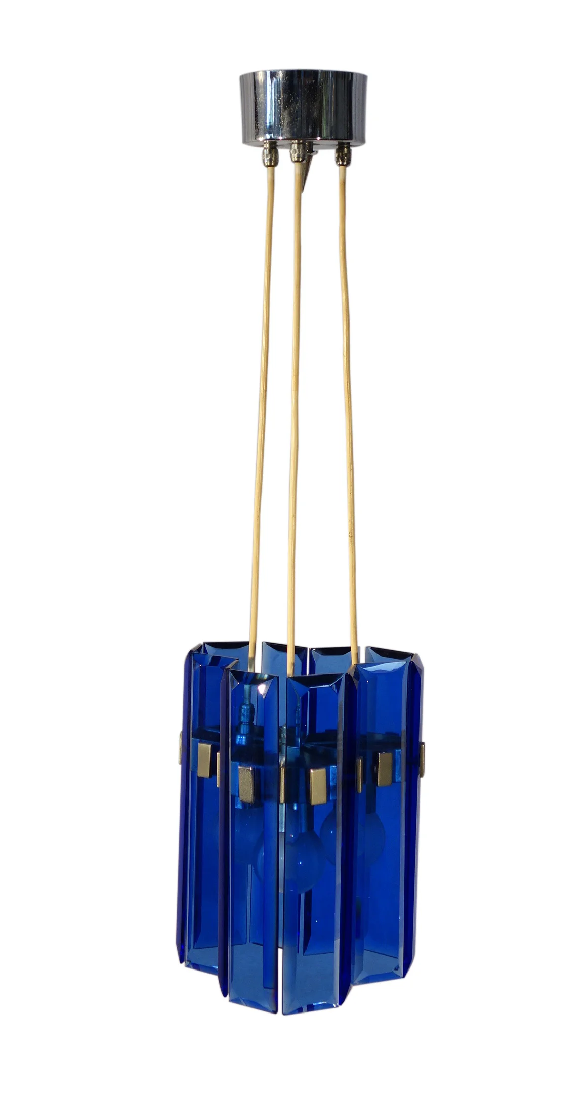 1960 Glass Blue Pendant Chandelier