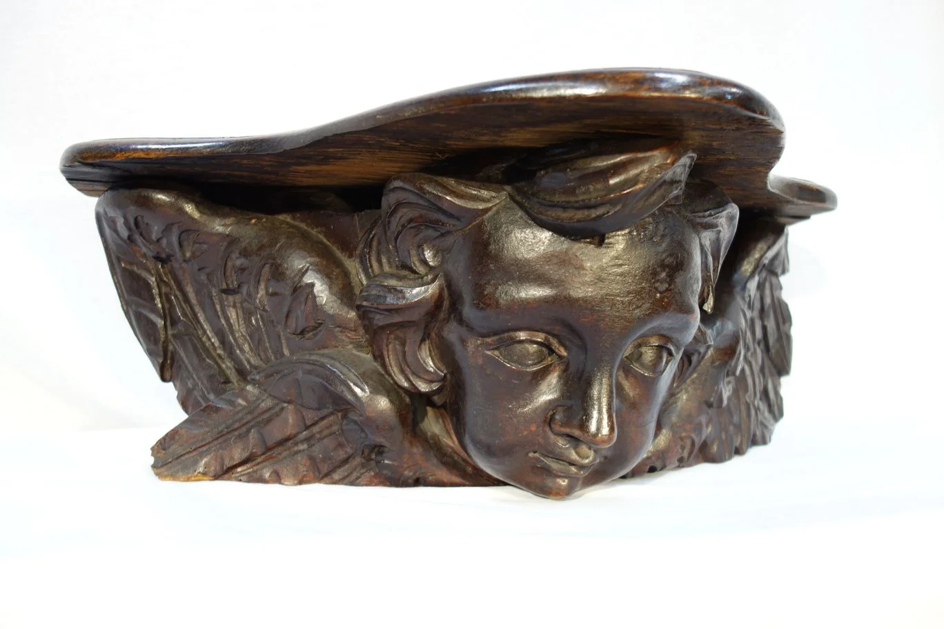 Tuscan carved walnut Angel shelf/box
