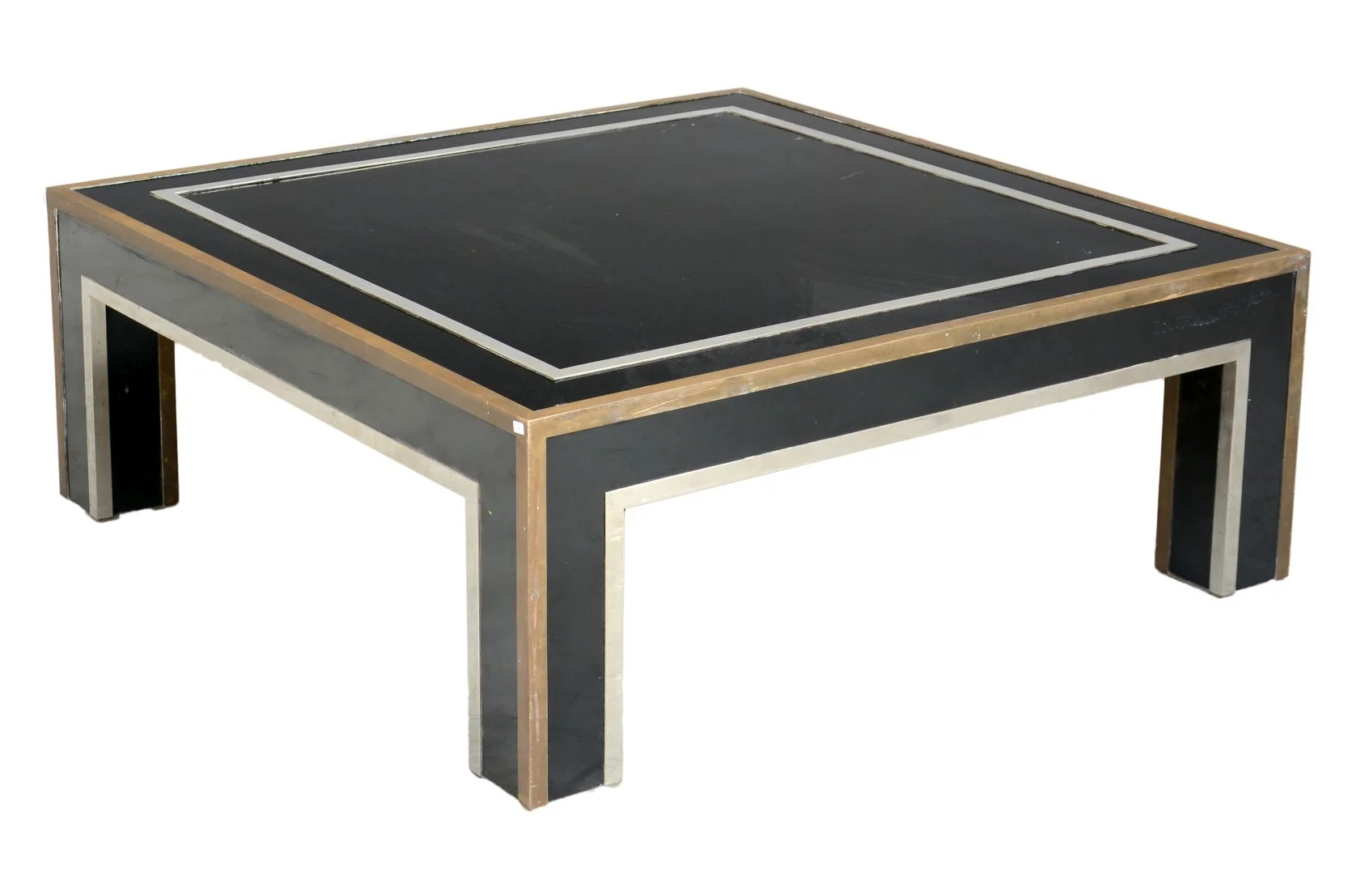 coffee Table With Brass & Chrome Trim