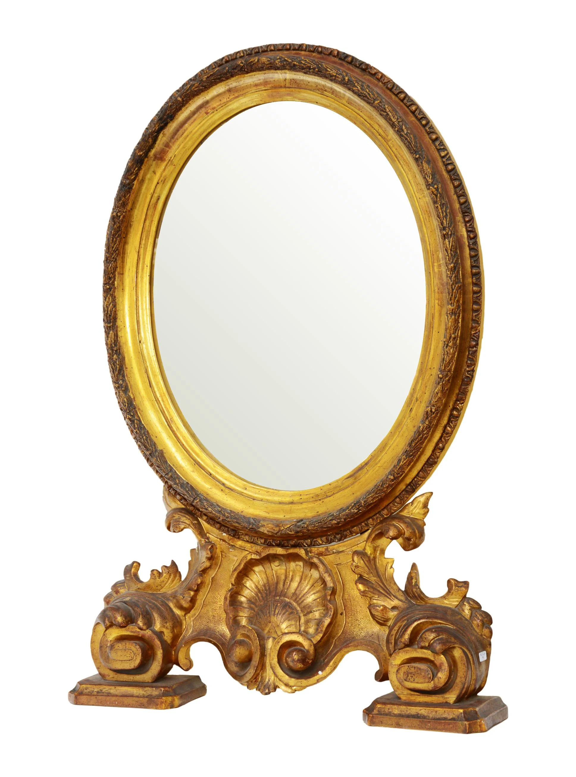 Baroque style Oval Gold gilded Mirror, 1910