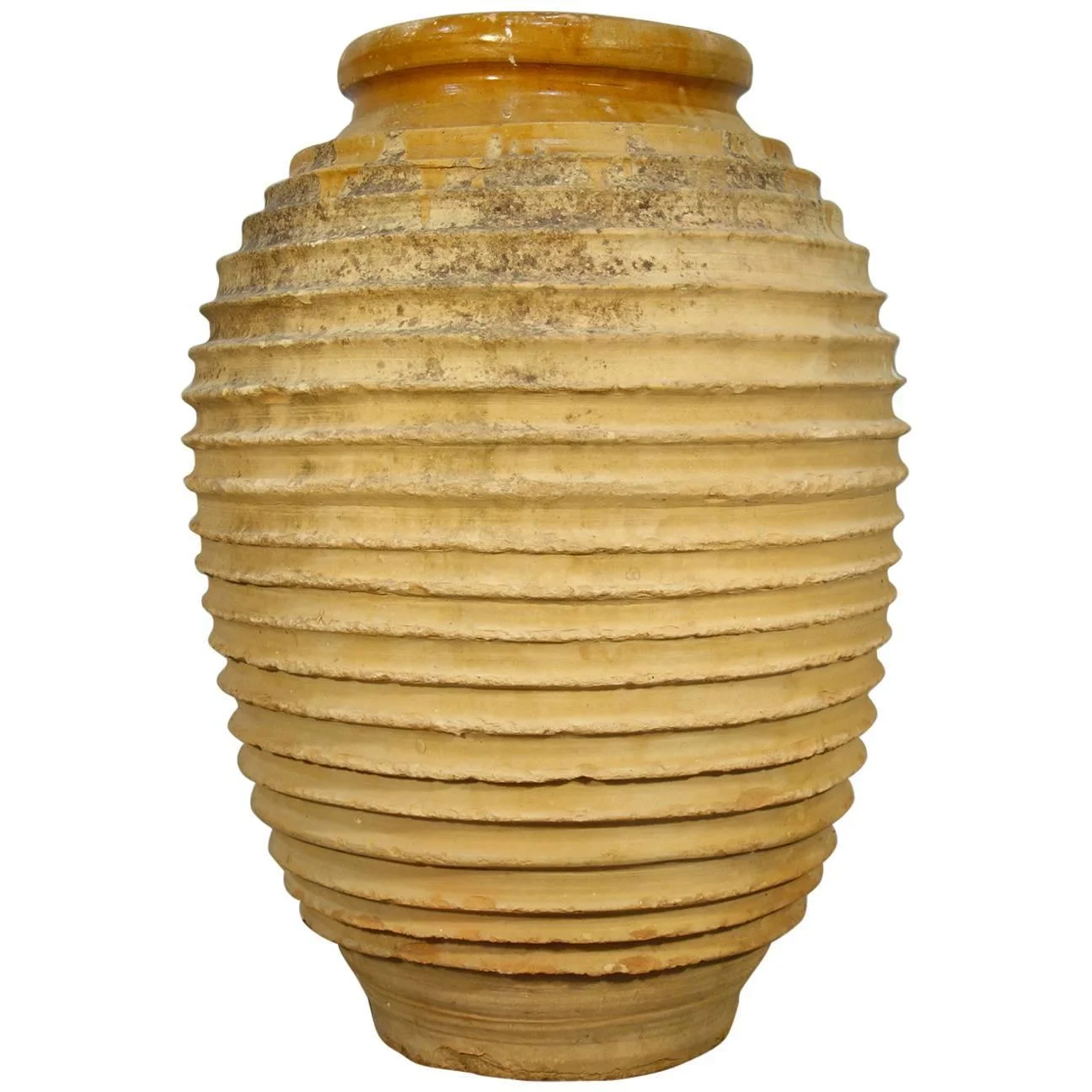 Ribbed Olive Jar Ochre Patina