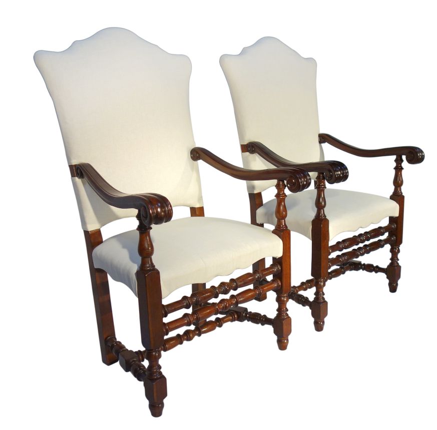 Style Walnut Armchairs
