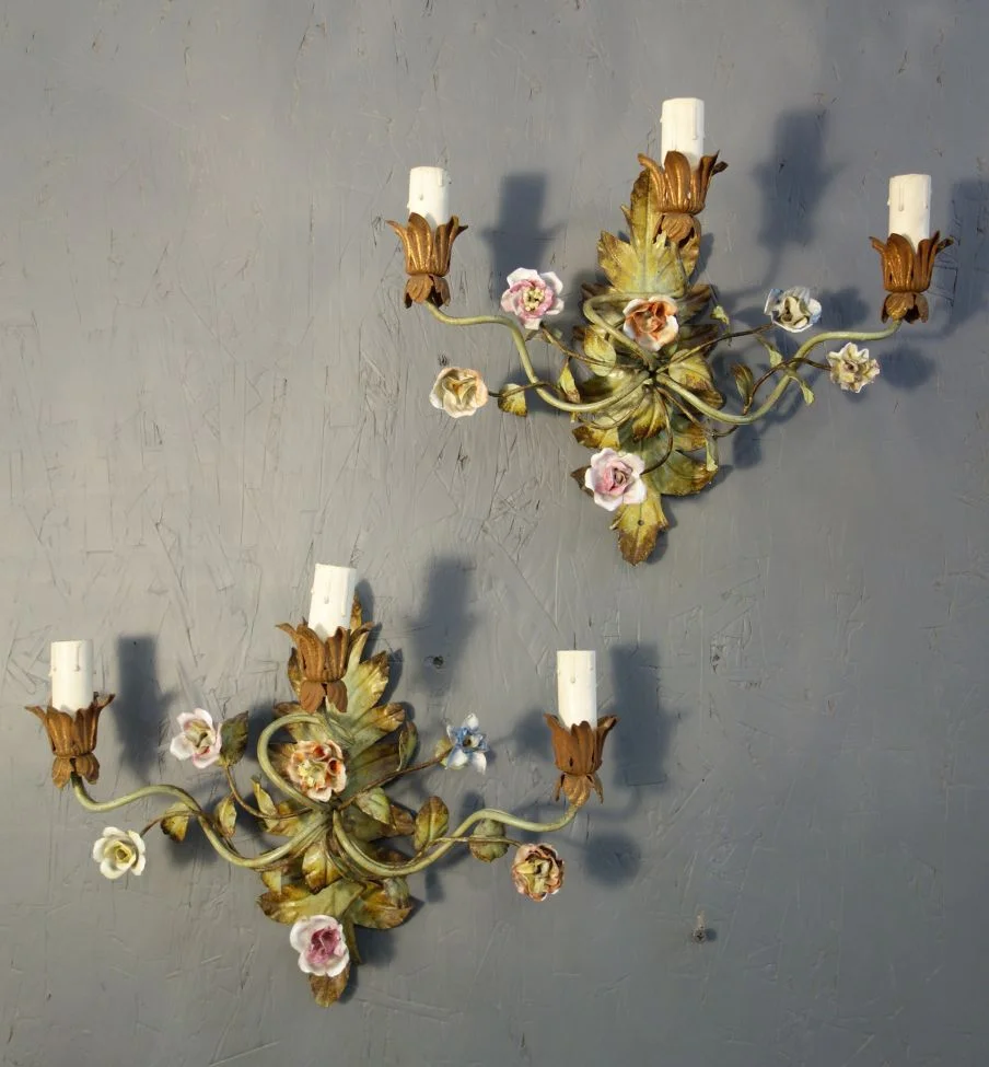 Capodimonti Sconces 3 Candle Pair