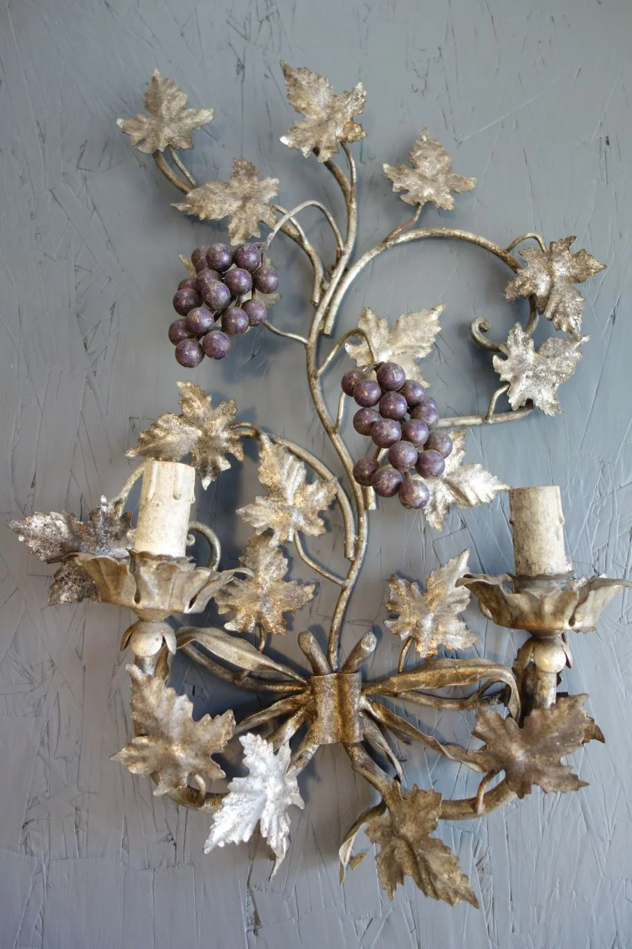 forged Sconces Painted Silver With Grapes