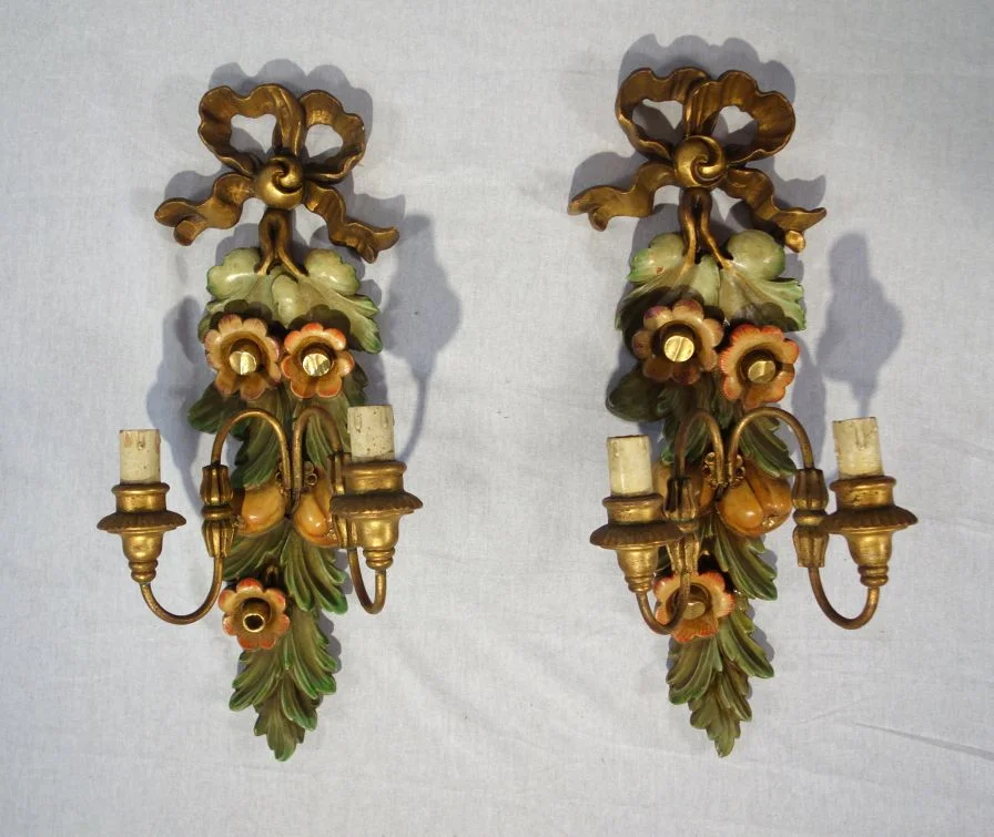 Florentine Sconces Pair 1920's