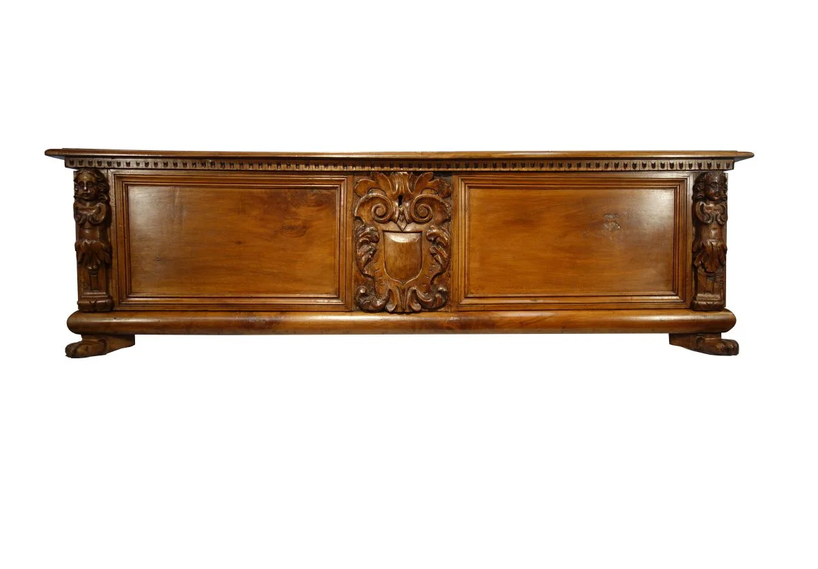 Renaissance Walnut Trunk with caryatids