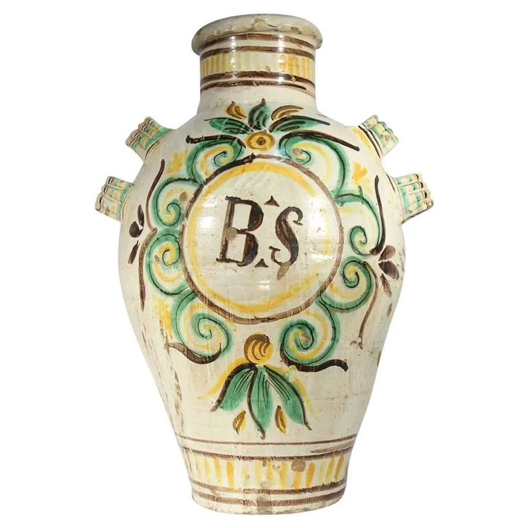 Majolica Amphora with 4 handles, ca 1865
