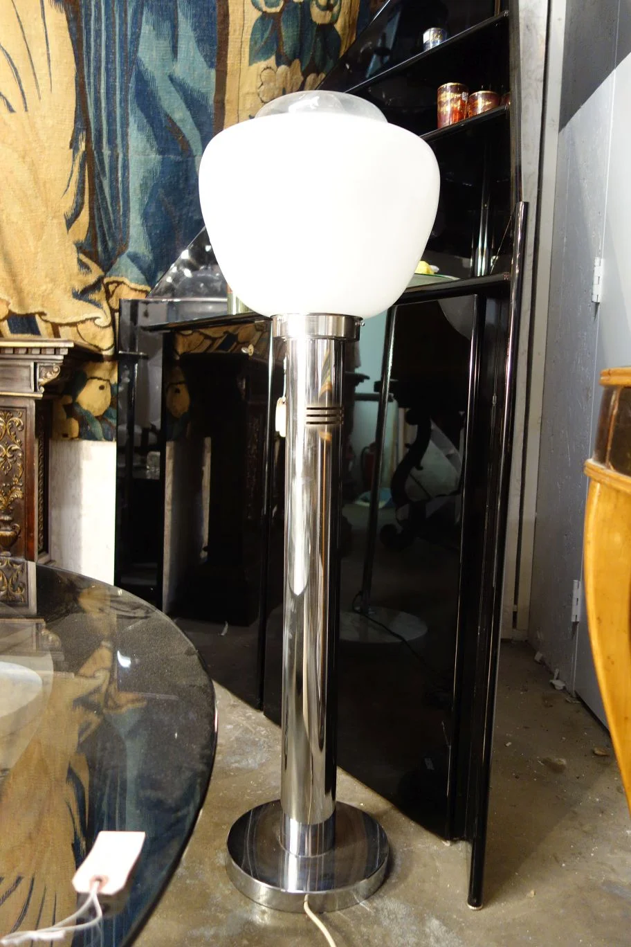 Chrome Torchiere with Glass Canopy