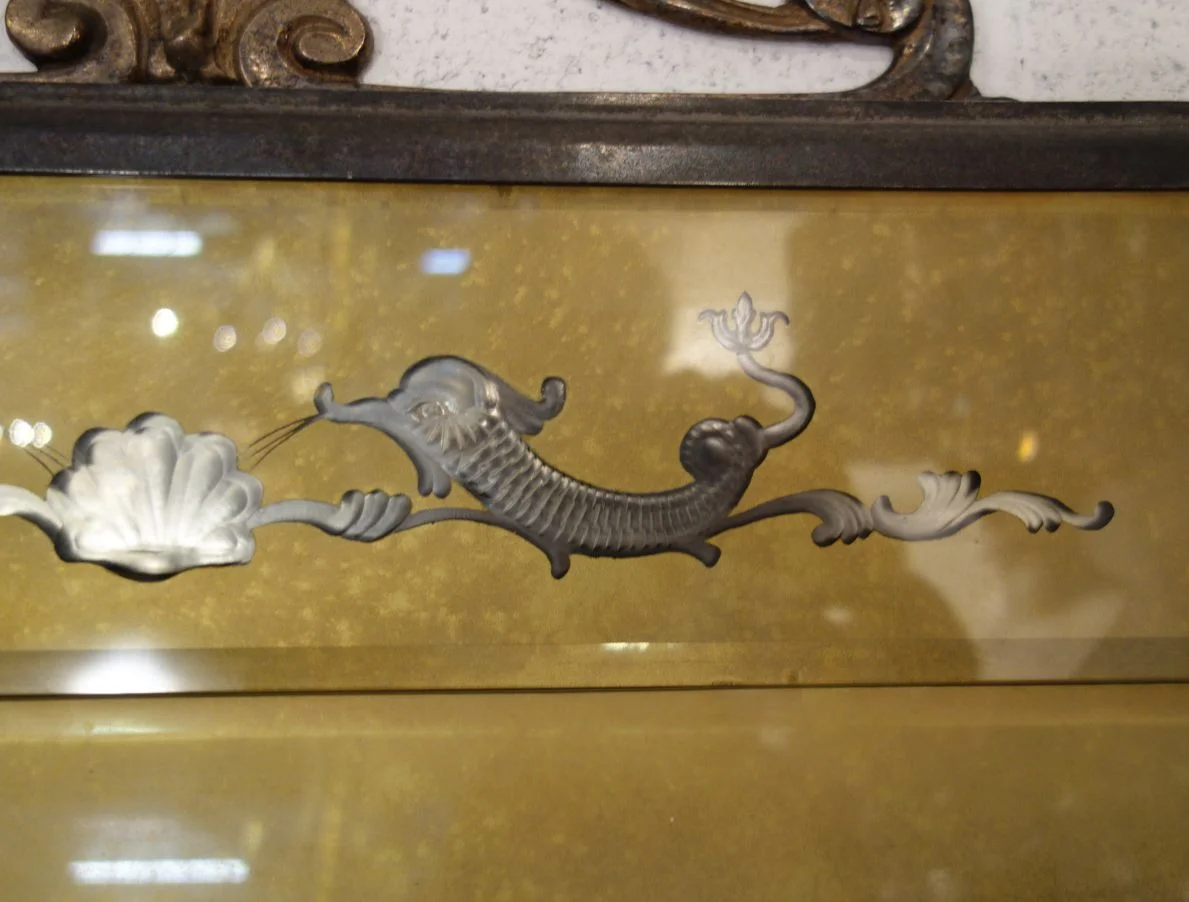 19th Century Antique Italian Nouveau Liberty Style Facet Engraved Metal 
