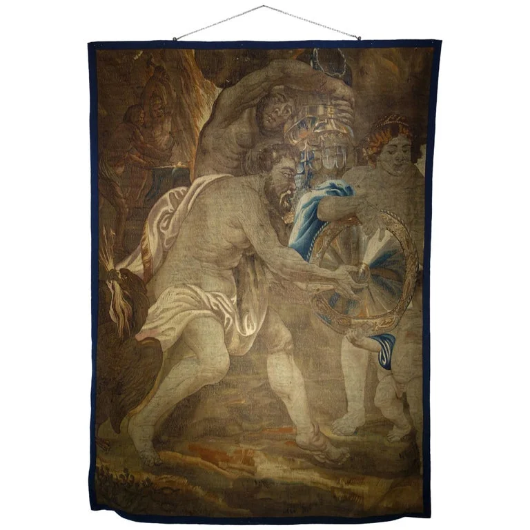 Early 17th Century Flemish Tapestry Fragment of Vulcan the Roman God of Fire