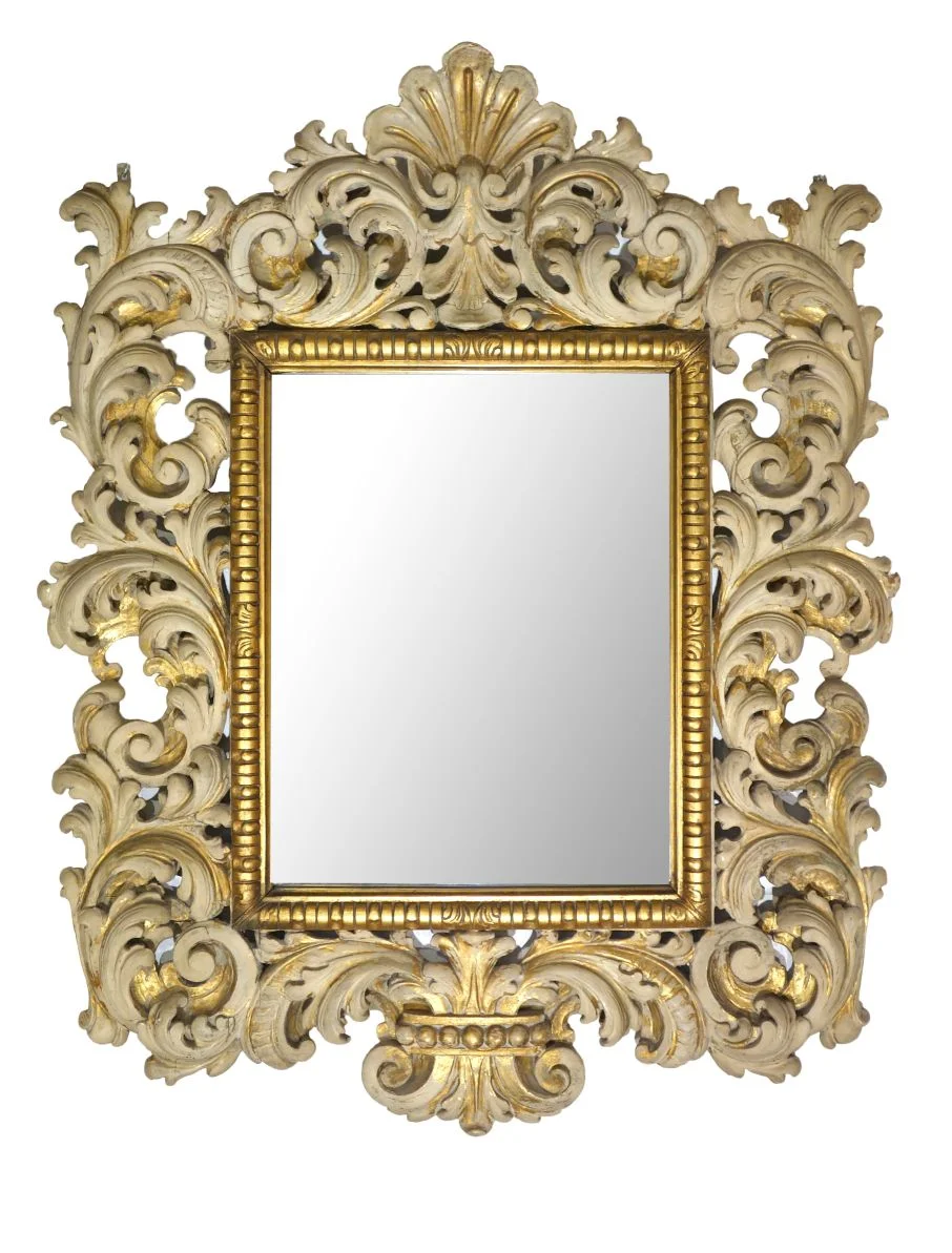 19th Century Antique Italian Carved Giltwood Baroque Mirror Ca 1890