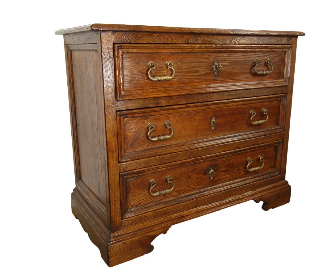 VERNAZZA - Italian Custom Antique Reproduction Old Chestnut 3 Drawer Cassettone Dresser
