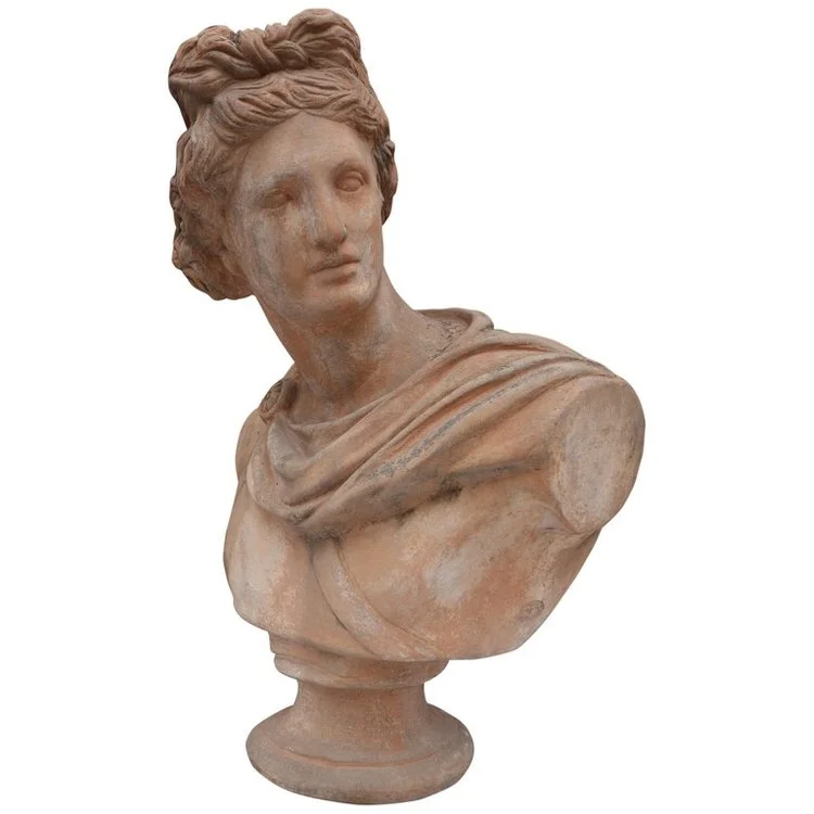 Antique Italian Renaissance Style Old Impruneta Terracotta Apollo Bust from Florence