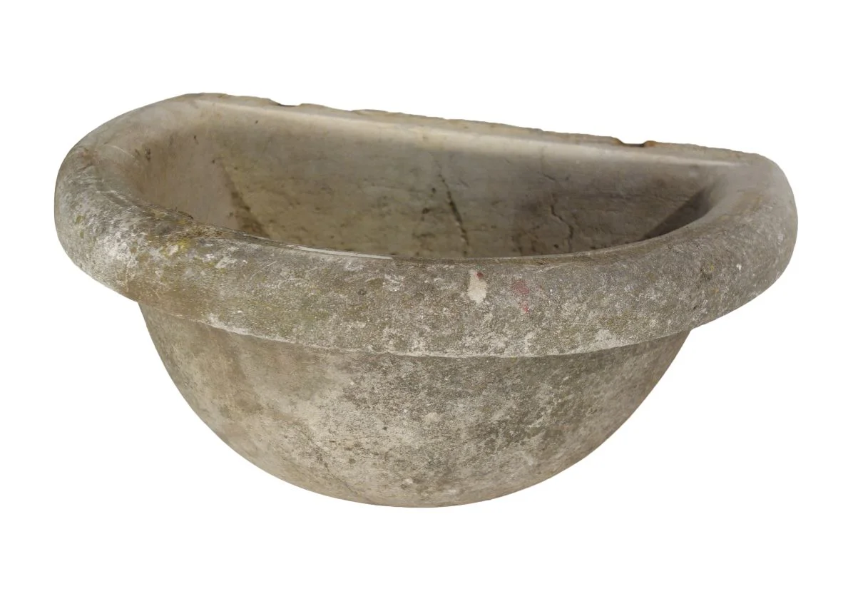Antique Italian Rustic Hand Carved Stone Sink Basin Circa 1905