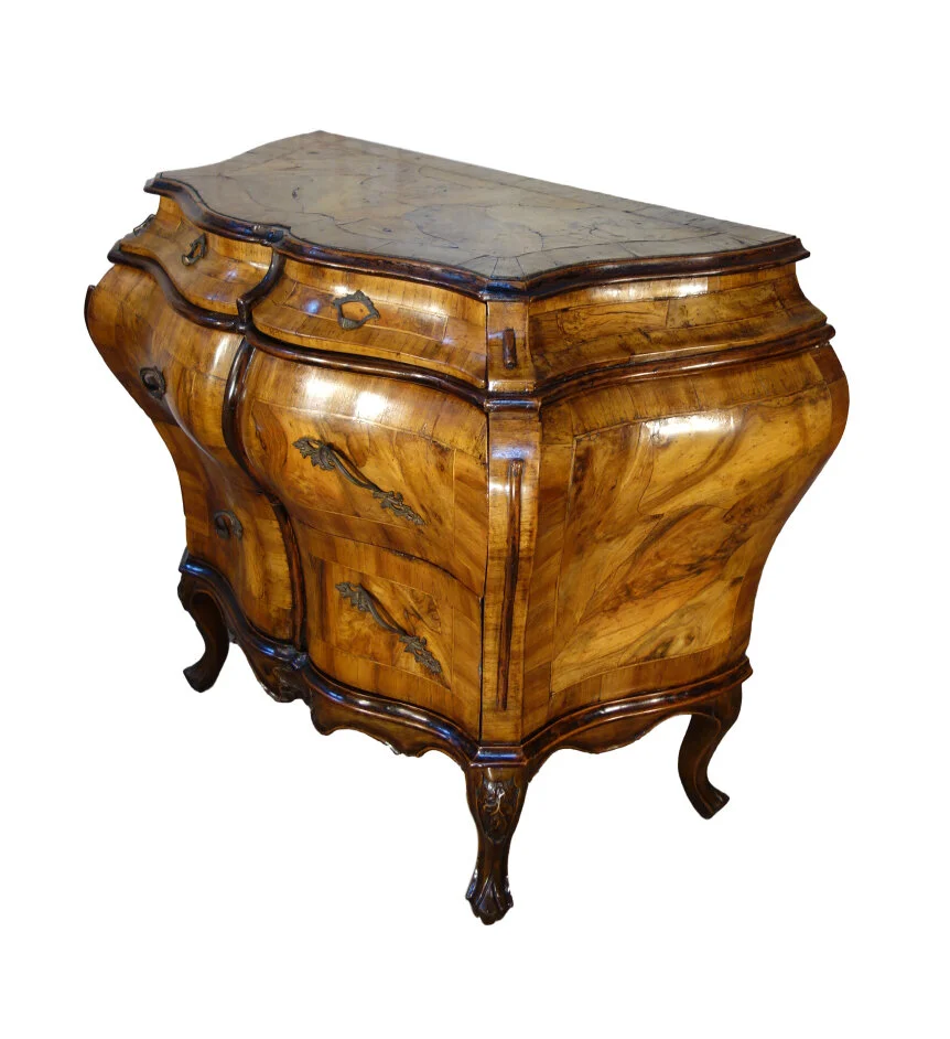 Italian Venetian Louis XIV Rococo Walnut Burl Veneer Credenza (Copy)
